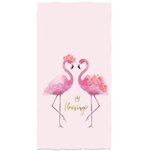 iuocfer pink flamingos hand towels 13.6 * 29 romantic lovel pink bath towels watercolor animal kitchen dish towels for household daily use | home decoration | carry-on hotel gym spa