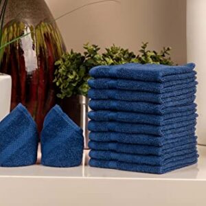 AKTI Premium Cotton Wash Cloths, Pack of 12, 13x13 Inches, 520 GMS, Durable, Quick Dry & Extra Absorbent Cleaning Cloth for Home, Spa, Hotel, Bathroom & Kitchen – Navy Washcloths