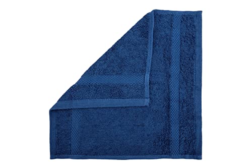 AKTI Premium Cotton Wash Cloths, Pack of 12, 13x13 Inches, 520 GMS, Durable, Quick Dry & Extra Absorbent Cleaning Cloth for Home, Spa, Hotel, Bathroom & Kitchen – Navy Washcloths