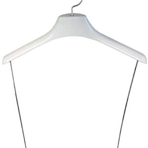 Petite White Plastic Display Hanger with 12" Drop Bar & Clips in 15" Length X 1 1/2" Thick with Chrome Hardware, 1 Hanger