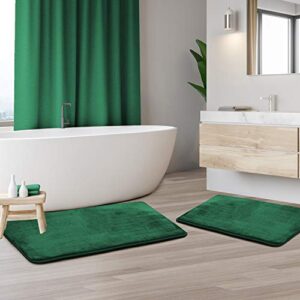 clara clark bath mat set – memory foam bath mat - soft bathroom rug - non slip and super absorbent - fast drying machine washable bath mat set of 2 20 x 32, 17 x 24, hunter