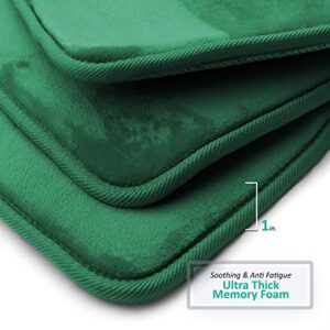 Clara Clark Bath Mat Set – Memory Foam Bath Mat - Soft Bathroom Rug - Non Slip and Super Absorbent - Fast Drying Machine Washable Bath Mat Set of 2 20 x 32, 17 x 24, Hunter