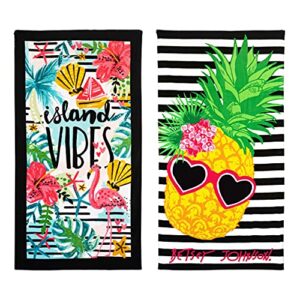 Betsey Johnson - Beach Towel Set, Highly Absorbent & Fade Resistant Beach Accessories, Ideal for Pool, Picnic, or Beach (Island Vibes & Chill Pineapple, 2 Piece)