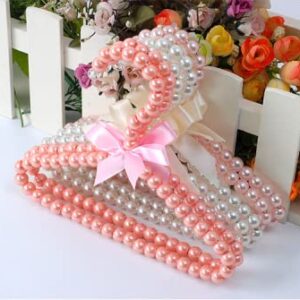 littlefall Dog Cat Pet Clothes Hanger Plastic Pearl Beaded Bow Clothes Dress Coat Hangers Closet Coat Storage Organizer Dry Rack 5 Pcs (Pink)