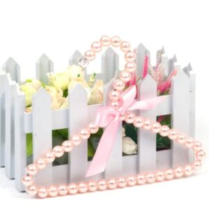 littlefall Dog Cat Pet Clothes Hanger Plastic Pearl Beaded Bow Clothes Dress Coat Hangers Closet Coat Storage Organizer Dry Rack 5 Pcs (Pink)