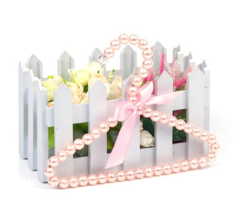 littlefall Dog Cat Pet Clothes Hanger Plastic Pearl Beaded Bow Clothes Dress Coat Hangers Closet Coat Storage Organizer Dry Rack 5 Pcs (Pink)