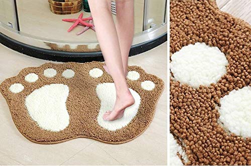 TOPCHANCES Bathroom Rug Mat, Non Slip Big Feet Bath Mat Water Absorbent Bath Rug,Microfiber Doormat Toilet Bath Carpet for Doormats,Tub, Shower (Coffee, 19.5" X 31.5")