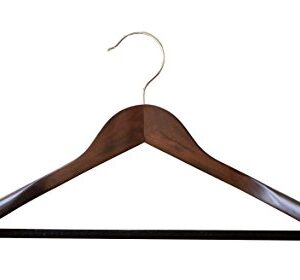 B&C Home Goods Set of 6 Luxury Wooden Hangers - Extra Wide Wood Coat Suit Hangers with Velvet Bar for Coats Clothes and Pants - Wide Shoulder