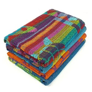 ben kaufman terry beach & pool towel - large cotton towels - soft & absorbant - assorted colors - 30” x 60” - 4 pack