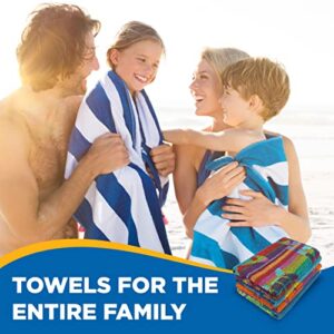 Ben Kaufman Terry Beach & Pool Towel - Large Cotton Towels - Soft & Absorbant - Assorted Colors - 30” x 60” - 4 Pack