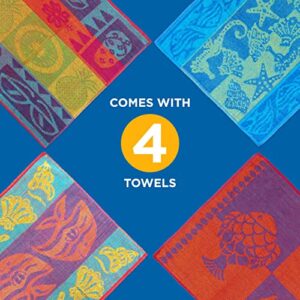 Ben Kaufman Terry Beach & Pool Towel - Large Cotton Towels - Soft & Absorbant - Assorted Colors - 30” x 60” - 4 Pack