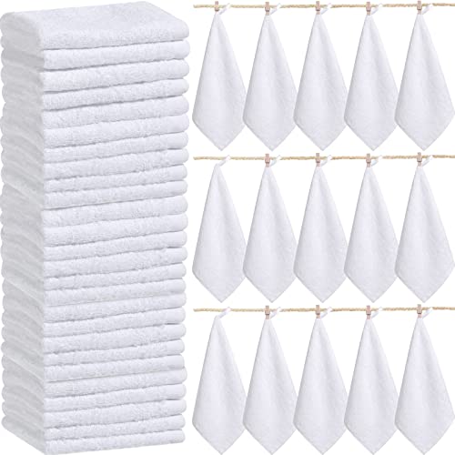 80 Pcs Bamboo Washcloths Towel Bulk 10 x 10 Inch White Washcloths Set Baby Wash Cloth for Bathroom Bamboo Soft Wash Cloths for Face Reusable Absorbent Bathroom Washcloths