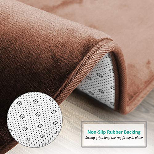 Clara Clark Bathroom Rugs, Ultra Soft Plush Bath Mat for Bathroom, Non-Slip, Velvet Memory Foam Bath Rugs, 17 x 24, Solid Chocolate Brown