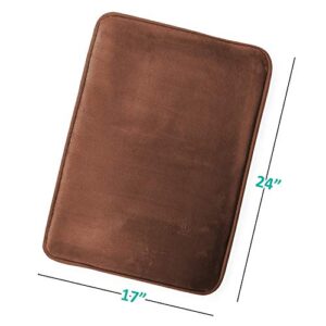 Clara Clark Bathroom Rugs, Ultra Soft Plush Bath Mat for Bathroom, Non-Slip, Velvet Memory Foam Bath Rugs, 17 x 24, Solid Chocolate Brown