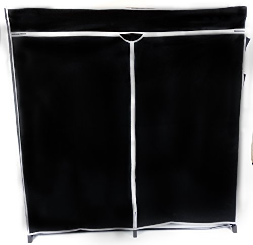 ATHome Lightweight, Durable, Sturdy, Dust and Moisture Proof, Easy Open T-Zipper, Portable Closet Wardrobe, 60 inches, Black