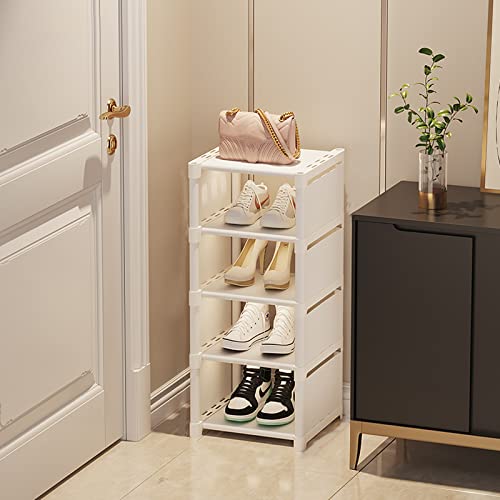 GILKES Shoe Rack Shoe Storage Organizer, 5 Tiers Shoe Rack for Closet Narrow, Plastic Shoe Rack Storage Organizer for Entryway, Space Saving Shoe Stand Cabinet for Bedroom Cloakroom Hallway