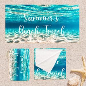 Zookao Personalized Beach Towels Ocean Waves & Sand, Personalized Gifts Custom Gifts for Men,35'' x 72'' Microfiber Absorbent Quick Dry Personalized Beach Towels with Travel Bag