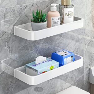 Veefos Bathroom Shelf Shower Organizer 12 Inch, Metal Small Wall Shelf Floating Shelf Bathroom Countertop Organizer Shower Caddy for Wall Storage, No-Drilling Glue & Screw