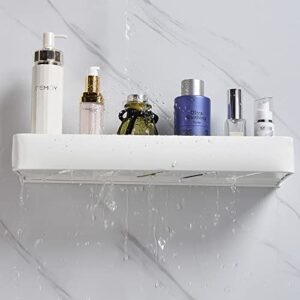 Veefos Bathroom Shelf Shower Organizer 12 Inch, Metal Small Wall Shelf Floating Shelf Bathroom Countertop Organizer Shower Caddy for Wall Storage, No-Drilling Glue & Screw