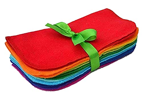 Washable Flannel Napkins 8x8 1 Ply Rainbow 10 Pack