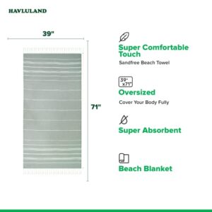 HAVLULAND Pack of 2 Turkish Beach Towels,100% Cotton Super Absorbent Beach Towel Extra Large Lightweight Beach Blanket - Silver