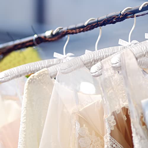 36 Pcs White Satin Padded Hanger Heavy Duty Clothes Hangers Decorative Foam Hangers for Clothing No Shoulder Bump Fabric Bride Hanger for Wedding Women Girls Closet Dress Blouse