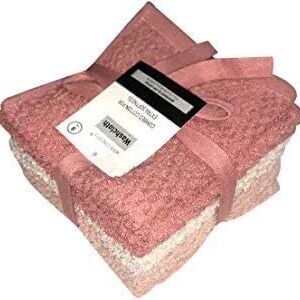 Petal Cliff Set of 8 - Popcorn Weave Washcloths Designed to exfoliate Your Hands, Body or face - Extra Absorbent Ring Spun Cotton - Size 12" X 12". (Coral, Sand, Rose)