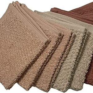 Petal Cliff Set of 8 - Popcorn Weave Washcloths Designed to exfoliate Your Hands, Body or face - Extra Absorbent Ring Spun Cotton - Size 12" X 12". (Coral, Sand, Rose)