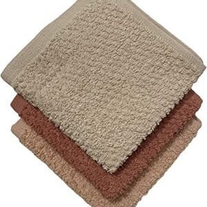 Petal Cliff Set of 8 - Popcorn Weave Washcloths Designed to exfoliate Your Hands, Body or face - Extra Absorbent Ring Spun Cotton - Size 12" X 12". (Coral, Sand, Rose)