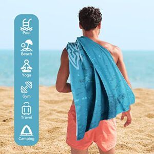 DECOMEN Beach Towel, Microfiber Beach Towels, Oversized Lightweight Quick Dry (73" x 35") Sand Proof, Absorbent, Compact, Beach Blanket, Lightweight Towel for The Swimming, Sports, Beach-Sea Turtle