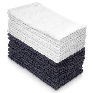 simpli-magic cotton hand towels, 16"x27", gray/white 10 count