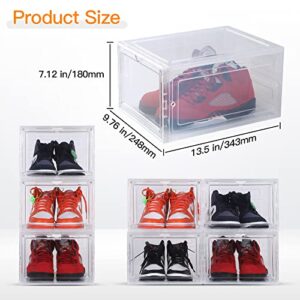 Shoe Organizer, 8 Packs Shoe Boxes Clear Plastic Stackable, Space Saving Collapsible Shoes Sneaker Container Storage Box, Shoe Boxes with Lids for Closet, Storage and Display (Transparent)