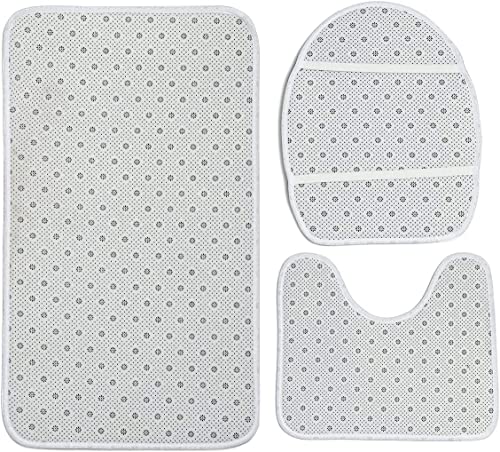 Habilboi Bathroom Rugs Sets 3 Piece with Toilet Cover, Bath Mats for Bathroom Non Slip, U-Shaped Contour Toilet Mat Succulent Patterns 20x32inch Bath Mats for Bathroom Floor