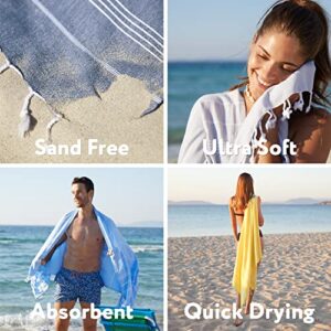 WETCAT Turkish Beach Towel Oversized 38x71 100% Cotton Sand Free Quick Dry Towel Extra Large Turkish Towel Light Travel Towel for Adults Beach Gifts Beach Accessories - Beige