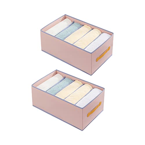 WODETIAN 2PCS Wardrobe Clothes Organizer, Clothes Organizer for Folded Clothes Drawer Clothing Organizer for Jeans, Pant, T-Shirt, Legging, Dress (Color : Pink, Size : 5 grids)