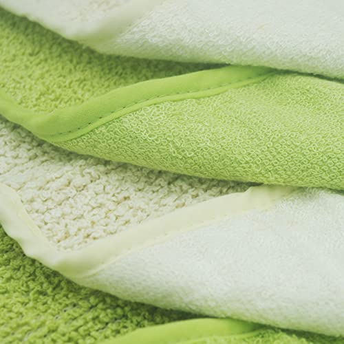 Natural Organic Bamboo and Ramie Dual Sided Washcloths Hand Towels Ultra Soft for Shower Bath Spa, Gentle for Body Face Sensitive Baby Skin, Pack of 4(Green and White)