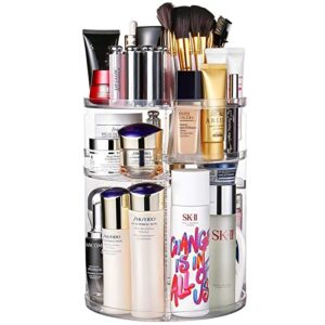 artbisons 360 rotating makeup organizer, 7 layers adjustable large capacity cosmetics organizer spinning perfume organizer for vanity fits brushes nail polish (clear)