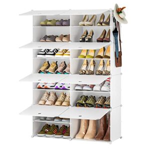 Neprock 20-Pack Grey Shoe Slots Organizer Bundle with 8-Tier Shoe Rack White