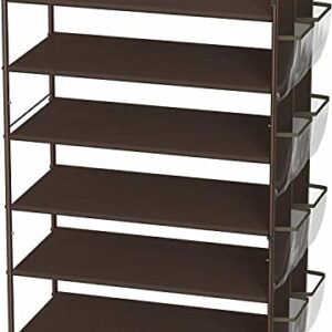 CustomDr 6-Tier Shoe Rack Storage Organizer 34-Pair w/ Side Hanging Bag, Bronze Gorgeou Shoe rack Shoe organizer Shoe storage Shelf organizer Shoe organizer for closet Shoe rack organizer