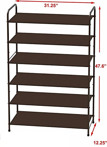 CustomDr 6-Tier Shoe Rack Storage Organizer 34-Pair w/ Side Hanging Bag, Bronze Gorgeou Shoe rack Shoe organizer Shoe storage Shelf organizer Shoe organizer for closet Shoe rack organizer