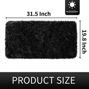 Yimobra Luxury Chenille Bathroom Rug Non-Slip, Extra Soft and Comfortable Bath Mat, Shaggy Rugs Plush Carpet Floor Mats, Super Absorbent and Thick, Machine Washable, 31.5 x 19.8 Inches, Black