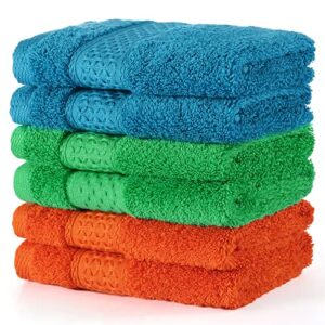 Chiicol Cotton Wash Cloths Absorbent Bath Washcloths for Body and Face - Hotel Towels for Bathroom in Bulk. Durable,Soft Bath Rags, Wash Rag (Multicolor)