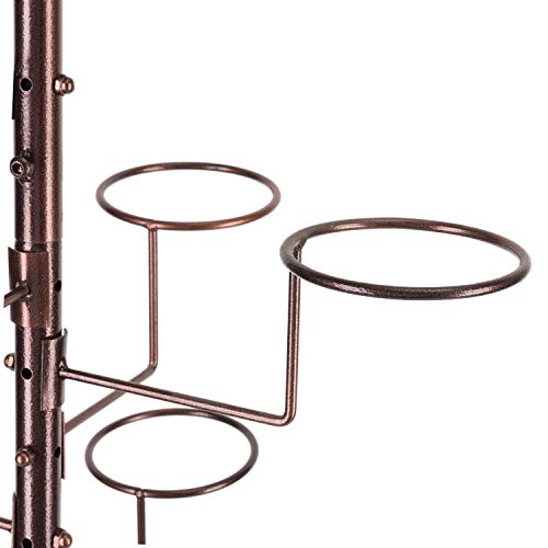 MyGift Modern Large Freestanding Hat Rack Stand, Dark Brown Metal Retail Wig or Hat Display Stand with 20 Customizable Circular Hooks