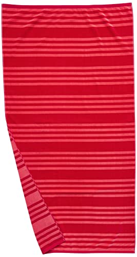 Amazon Basics Oversized Premium Cotton Beach Towel - Bold Stripe - Coral/Red, 36" x 72", 2-Pack