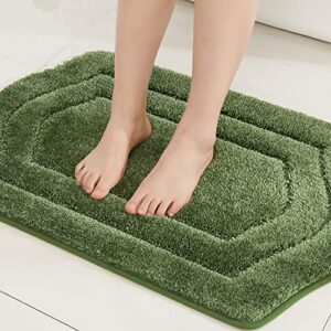 cosy homeer extra thick bath rugs for bathroom - anti-slip bath mats soft plush yarn shaggy 100% strong mirco polyeste mat living room bedroom mat floor water absorbent(green,17x27 - inches)