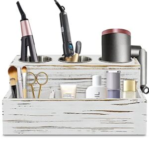 y&me ym rustic hair tool organizer countertop,hair dryer holder, hair tools and styling organizer for bathroom supplies,countertop storage stand and vanity caddy, blow dryer hair straightener holder