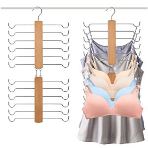 mrpapa 2 pack bra organizer for closet, 360° rotating bra hanger - tank top hanger for closet organizer,wood clothes hangers for tank tops, cami, bras, bathing suits, belts, ties