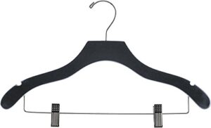the great american hanger company wooden combo black finish hanger with clips and notches (box of 25)