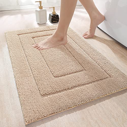 DEXI Bathroom Rug Mat, Extra Soft Absorbent Premium Bath Rug, Non-Slip Comfortable Bath Mat, Carpet for Tub, Shower, Bath Room, Machine Wash Dry, 24"x36", Beige