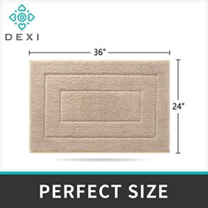 DEXI Bathroom Rug Mat, Extra Soft Absorbent Premium Bath Rug, Non-Slip Comfortable Bath Mat, Carpet for Tub, Shower, Bath Room, Machine Wash Dry, 24"x36", Beige